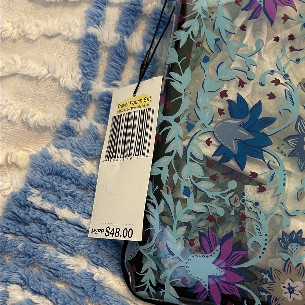 Vera Bradley Floral Vinyl Cosmetic Pouch Set in Teal, Blue & Purple - Picture 3 of 4